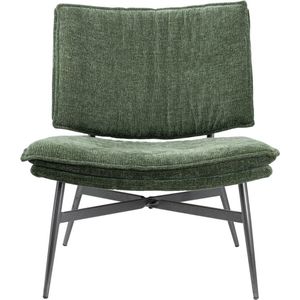 Stijlvolle Groene Fauteuil met Metaal Onderstel - Fauteuils - Stof - Groen - 70x58x43cm