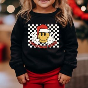 Kerst sweater jongens en meisjes-foute kersttrui-leuke sweater voor het kerstdiner school-kerst 2024-christmas vibes met smiley-Maat 56