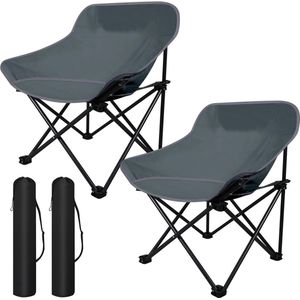Set van 2 campingstoelen, klapstoel, visstoel, tuinstoel, relaxstoelen, opvouwbare campingstoel, buitenstoel met bekerhouder voor kamperen, picknicken, wandelen, zonnebaden, grijs