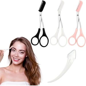 JHubers Goods - Professionele Wenkbrauwschaar met Kam - Set van 3 stuks, Roestvrij Staal, Wenkbrauwscheermes