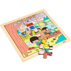 Educo Seizoenen Kinder Puzzel Herfst 34x34cm - 16 stukjes - Kinderpuzzels - Legpuzzel - Educatief speelgoed - Incl. Houtenframe - Vanaf 3 jaar