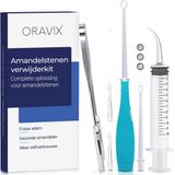 Oravix Amandelstenen Verwijder Kit - LED Tool Met 3 Mondstukken - Gebogen Spuit & RVS Tongschraper