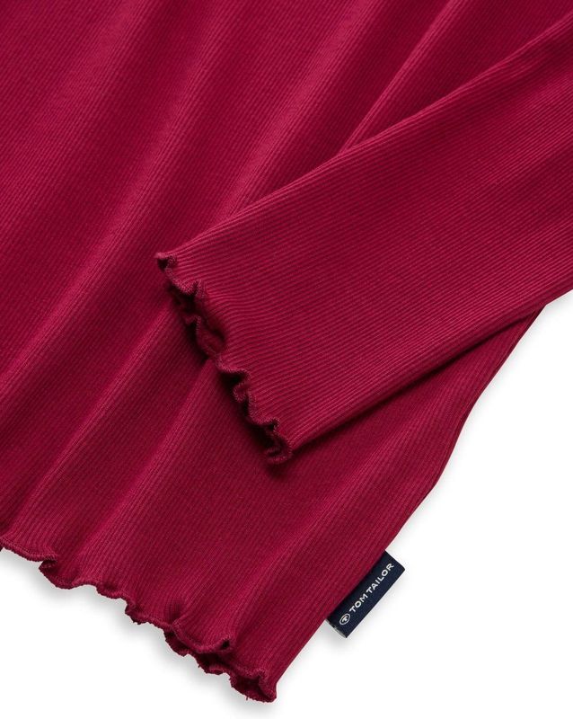 Tom Tailor Cropped shirt met lange mouwen en geribde structuur