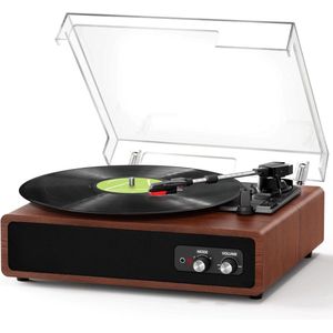 Platenspeler Vinyl met Ingebouwde Stereo Speakers - Bluetooth Draaitafel met Zender - 3 Snelheden 33/45/78 RPM - Ondersteunt RCA en AUX - Houten Afwerking