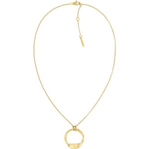 Calvin Klein CJ35000526 Dames Ketting - Collier - Sieraad - Ketting met hanger - Fantasie - Staal - Goudkleurig - Jasseron - 25 mm breed - 50 cm lang