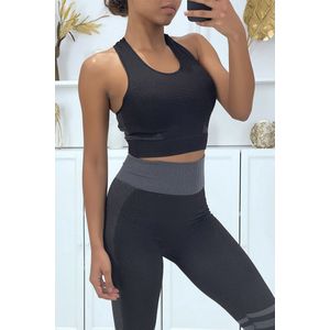 ZoeZo Design - sportset - anti cellulitis zichtbaarheid - 1 maat - 36 tm 40 - zwart - fitness kleding - legging en top - croptop - push-up effect