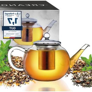 1.6l glazen theepot met geïntegreerde roestvrijstalen zeef - losse thee bereiden - druppelvrij - alles-in-één