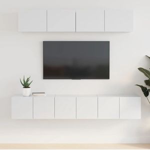 The Living Store TV Meubel Set - Hoogglans Wit - 3x 60x30x30cm - 2x 80x30x30cm