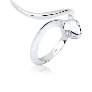 Elli Dames Ring dames slang dier reptiel met zirconia steentjes in 925 sterling zilver