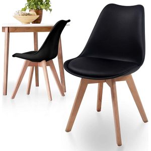 Floraya - Set 2 eetkamerstoelen - Zwart - Scandinavian style - 45x48x80 cm (LxBxH) - Geschikt tot 120KG