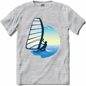 Windsurfer | Wind zeilen - Boot - Zeilboot - T-Shirt - Unisex - Donker Grijs - Gemêleerd - Maat XXL