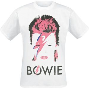 David Bowie - Aladdin Sane Distressed - T-shirt - Wit