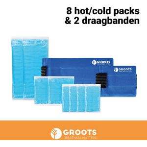 Groots Hot & Cold Pack – 8 Gel Packs Inclusief 2 Houders met Klittenbandsluiting Grote & Kleine formaten – Ice Pack Herbruikbaar – Warm Koud Kompres