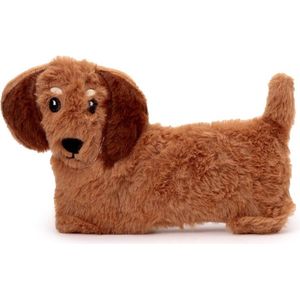Warmteknuffel mini teckel 20x13 cm bruin - opwarmknuffel - magnetronknuffel teckel