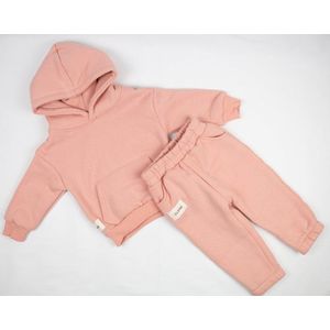 Tracksuit Hoodie set Salmon - roze - vest - trui met capuchon - Trainingspak kinderen - Maat 4-5 jaar - sportief - meisjes - Minimalistisch