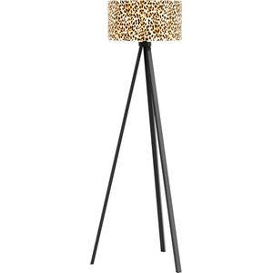 Staande lamp TunbridgeWells 140 cm E27 zwart en luipaard patroon