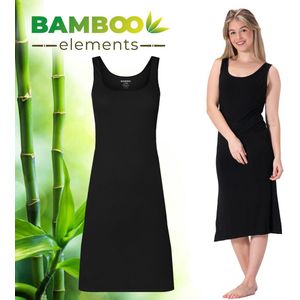 Bamboo Elements - Onderjurk Zwart -S/M - EU 36-38 - Onderjurk Dames - Lang - Brede Bandjes - Jurken voor vrouwen - Nachtjapon - Nachthemd - Slipdress