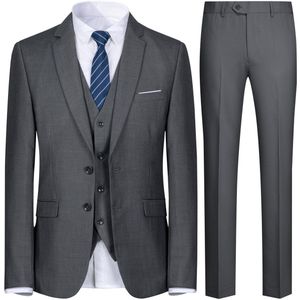 Allthemen Heren Effen Tweeknoops Driedelig Pak - Zakelijk - S