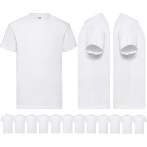 12 pack witte shirts Fruit of the Loom ronde hals maat XXXXL (4XL) Valueweight