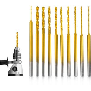 Mini-Spiraalborenset - 10 Stuks - Titaniumcarbide Gecoat - Voor Doe-het-zelf Hars Sieraden Barnsteen Printplaat