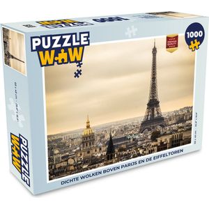 Puzzel Dichte wolken boven Parijs en de Eiffeltoren - Legpuzzel - Puzzel 1000 stukjes volwassenen