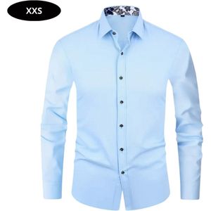 Nivard Overhemd Heren - Volwassenen - Lange Mouwen - Strijkvrij - Lange Mouw - Lichtblauw - Maat XXS