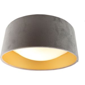 Olucia Dewy - Moderne Plafondlamp - Stof - Goud;Grijs - Rond - 29 cm