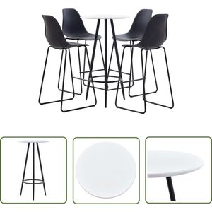 vidaXL 5-delige Barset - Wit & Zwart - Modern Design Bartafel - Barstoelen - Eetkamer - Keuken - Living