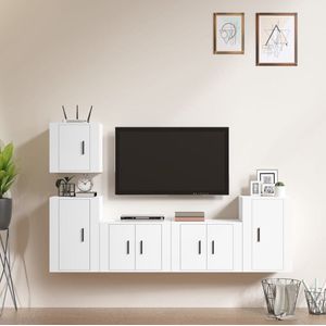 The Living Store - TV-meubelset - 5-delige witte klassieke wandgemonteerde tv-kasten - 57x34.5x40cm - 40x34.5x40cm - 40x34.5x60cm