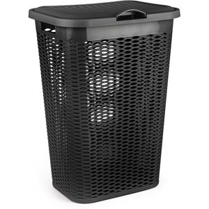 Plasticforte - Wasmand Ventilation - Zwart - Kunststof - 51 Liter - 43 x 35 x 61 cm