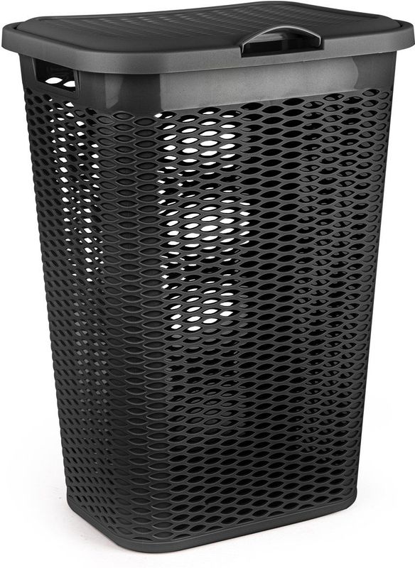 Plasticforte - Wasmand Ventilation - Zwart - Kunststof - 51 Liter - 43 x 35 x 61 cm