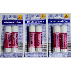 3 x2 kleefstiften in blister - roze - 2x 15 gram plakstiften - plakstift kleefstift - lijmstift - lijmstiften - pocket size - 6 lijmstiften