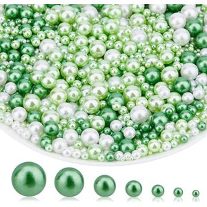1710 stuks parelkralen zonder gaten - Groen en wit - 3/4/5/6/8/10/12mm - Voor doe-het-zelf bruiloft ambachtelijke projecten