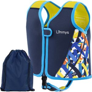 Limmys Zwemvest voor Kinderen - Drijfvest met Aanpasbare Drijfsterkte - Veilige & Comfortabele Reddingsvest - Marineblauw - S (1-2 Jaar)