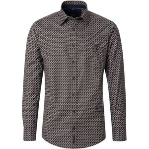 CASA MODA - Multicolor Fantasie - Overhemd - Bruin - Strijkvriendelijk - Boordmaat: 49 - 50