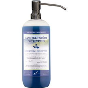 Handzeep Crème Eucalyptus 1 liter - met gratis RVS zilverkleurige pomp
