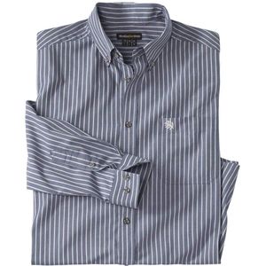 ATLAS FOR MEN - Gestreept popeline overhemd - Heren - Verkrijgbaar in grote maten - L