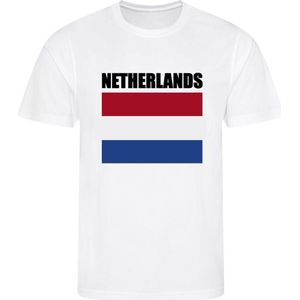 WK - Nederland - The Netherlands - T-shirt Wit - Voetbalshirt - Maat: 134/140 (M) - 9 - 10 jaar - Landen shirts