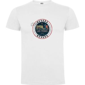 Wit Wanna have t-shirt voor de echter Amerika liefhebber Poststamp / Poststempel USA Amerikaanse staat Nevada Print Full Color merk Roly maat 104 3/4 jaar