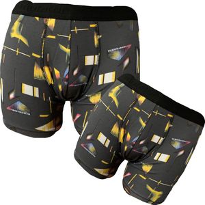Embrator 2-pack mannen Boxershort overall print grijs/oker geel maat L