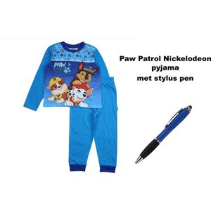 Paw Patrol - Nickelodeon Pyjama - met koningsblauwe broek - met Stylus Pen. Maat 128 cm / 8 jaar.