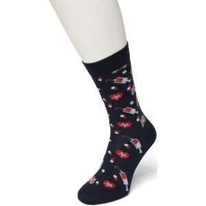 Bonnie Doon Dames Sokken met Medische Print maat 36/42 Donker Blauw - Thema Sokken - Ziekenhuis - Dokter - Cadeau Sokken - Word je Happy en vrolijk van - Zacht Katoen met Gladde Teennaad - Comfortabel - Perfect Cadeau - Insignia Blue - BT991116.249