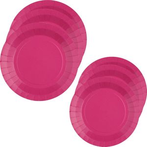 Santex Feest/verjaardag borden set - 40x stuks - fuchsia roze - 17 cm en 22 cm