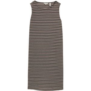 TOM TAILOR - Jurk - Beige/Zwart/Wit - Jersey - Knielengte - Mouwloos