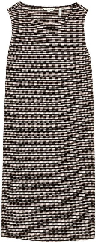 TOM TAILOR - Jurk - Beige/Zwart/Wit - Jersey - Knielengte - Mouwloos