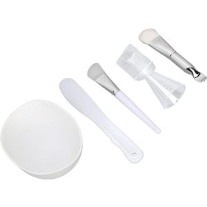Masker kwast - Gezichtsmasker kwast - Siliconen Kwast voor Gezichtsmasker - Make Up Kwasten Set - Face Mask - Gezichtsmaskers Verzorging - met Maskerkom, Staafspatel, Siliconen Maskerborstel en Premium Zachte Gezichtsborstel - Wit