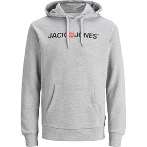 JACK & JONES Corp old logo sweat hood slim fit - heren hoodie katoenmengsel met capuchon - lichtgrijs melange - melange - Maat: XS