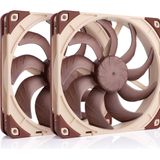 Noctua NF-A14x25 G2 PWM Sx2-PP - Ventilatorhuis 2-pack - 140mm - 91.58 cfm - 1500 rpm - 24.8 dBA - 4-pin PWM - beige, bruin
