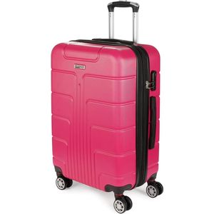 BRUBAKER Reiskoffer Miami - Uitbreidbare Hardcase Trolley Koffer met Cijferslot, 4 Wielen en Comfortabele Handgrepen - ABS Koffer 43 x 66,5 x 28,5 cm - Hardschalige Koffer (L - Roze)