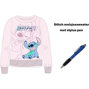 Disney Stitch sweater - Meisjessweater - licht roze - met Stylus Pen - 100% zachte katoen. Maat 104/110 cm / 5 jaar